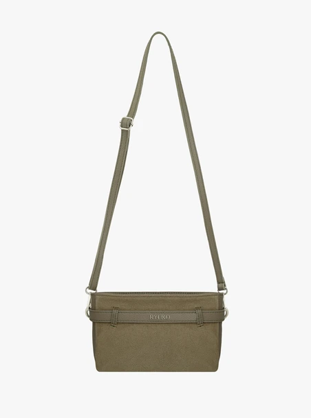 Kleine Lederhandtasche in Olive