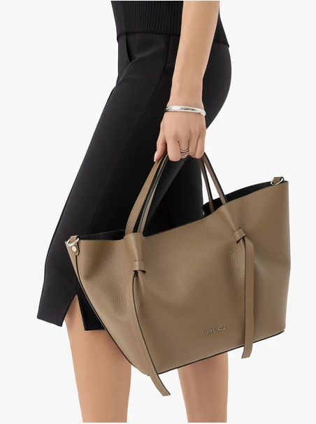 Dunkelbeige große Handtasche