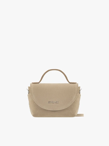 Kleine Handtasche aus Velours in Beige