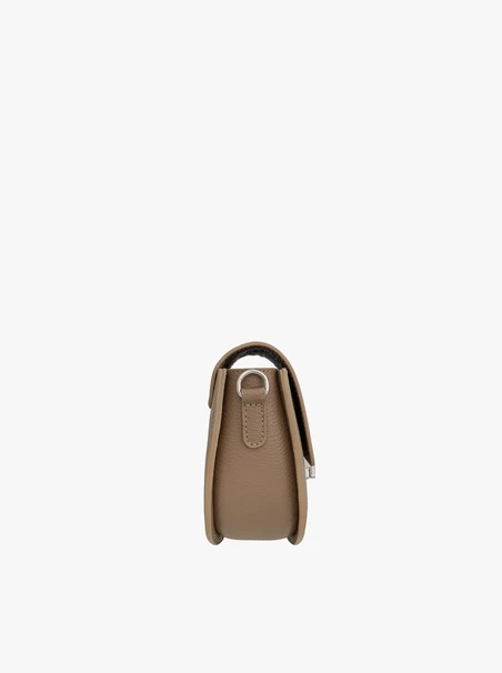 Dunkelbeige Handtasche mit dekorativer Schnalle