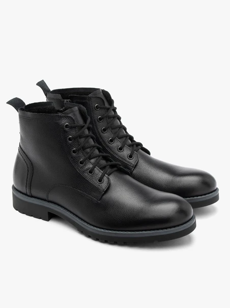 Schwarze Herrenstiefel im Casual-Stil mit Isolierung aus natürlichem Schafsleder