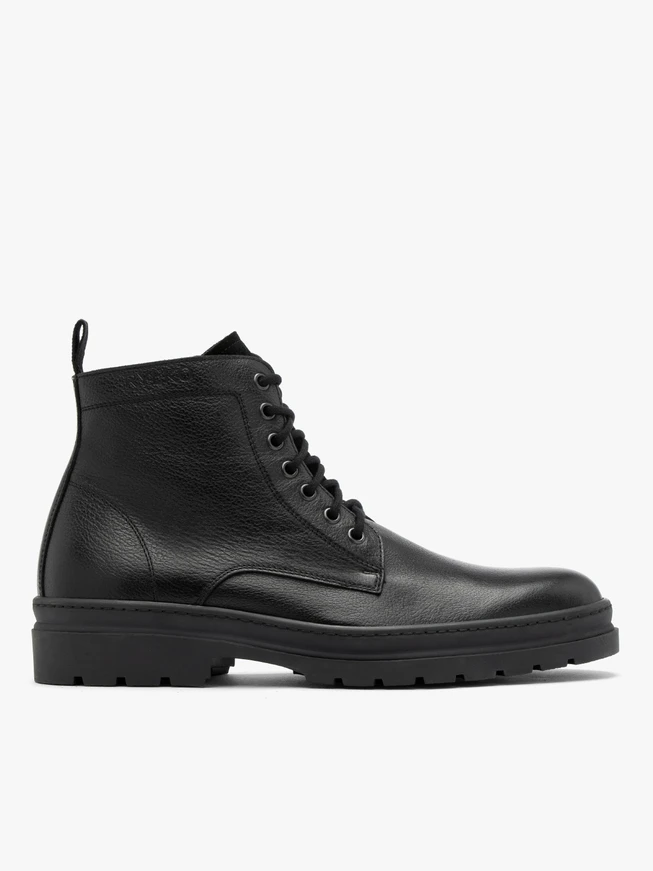 Schwarze Herrenstiefel mit Logo auf dem Schaft