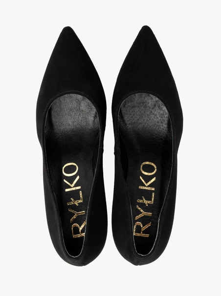 Schwarze Pumps mit klobigem Stilettoabsatz