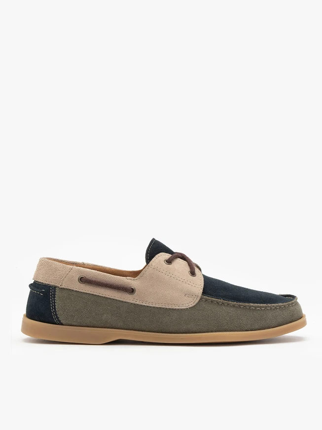 Mehrfarbige Herrenmokassins aus Veloursleder