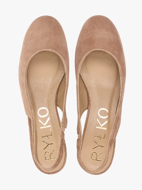 Hellbraune Slingback-Pumps ohne Absatz