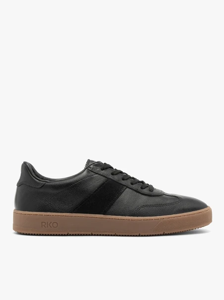 Schwarze Herren Sporthalbschuhe mit beigem Boden