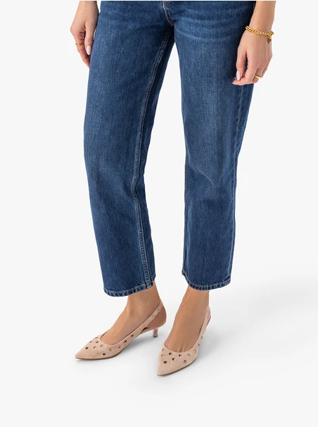 Dreckig rosafarbene Slingback-Pumps ohne Absatz mit Cut-out