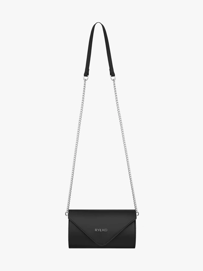 Schwarze Leder-Clutch-Tasche