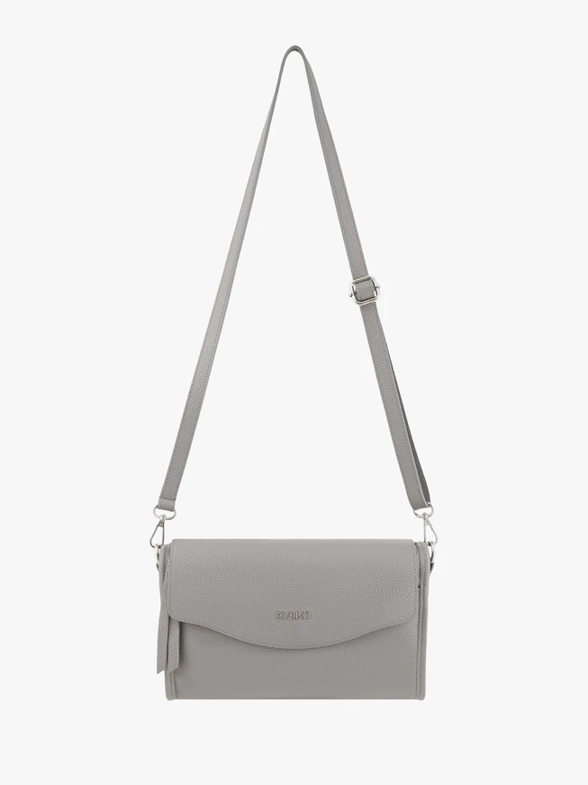 Hellgraue Lederhandtasche