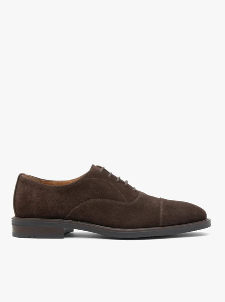 Dunkelbraune Veloursleder Schnürhalbschuhe