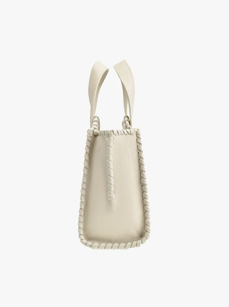 Cremefarbene Lederhandtasche