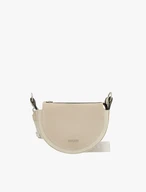 Cremefarbene, halbrunde Handtasche aus Leder und Velours