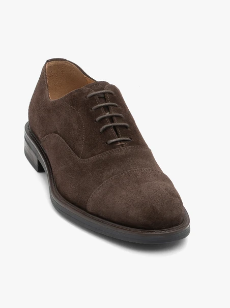 Dunkelbraune Veloursleder Schnürhalbschuhe