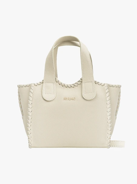 Cremefarbene Lederhandtasche