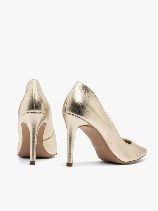 Goldfarbene hohe Stiletto-Pumps