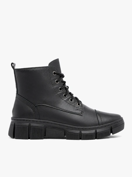 Isolierte Stiefel aus schwarzem Schafsleder