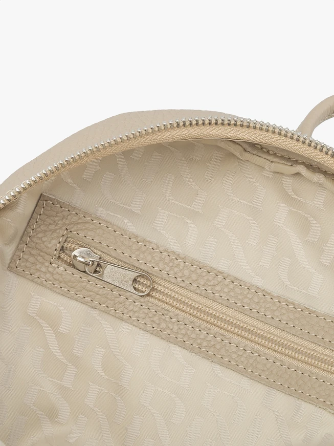 Beigefarbener Rucksack aus Leder und Velours
