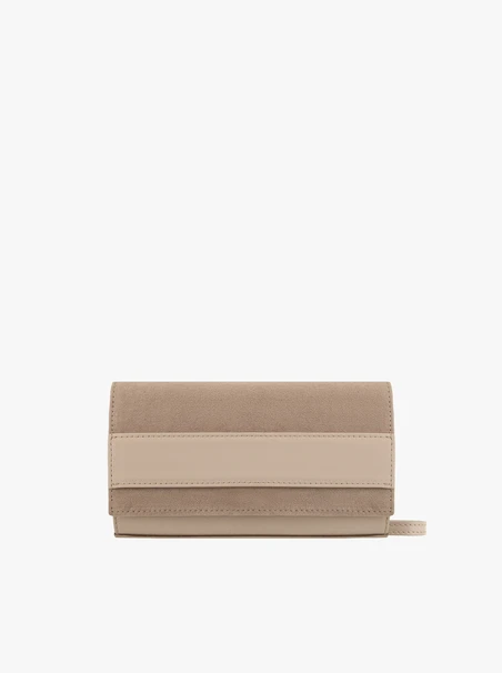 Beigefarbene zweifarbige Ketten-Clutch-Tasche