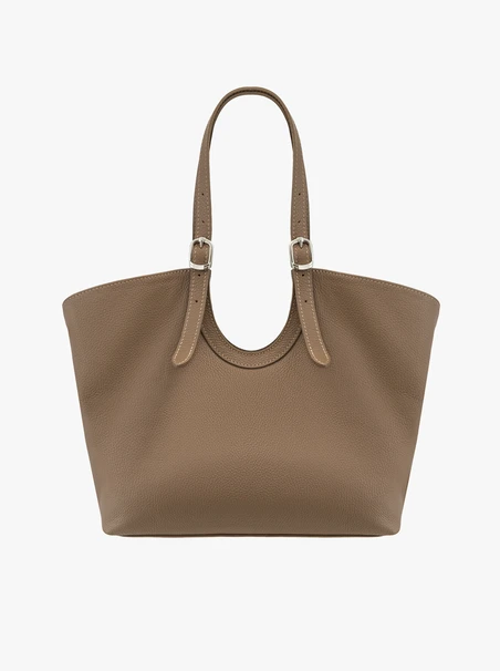 Dunkelbeige große Shopper-Tasche