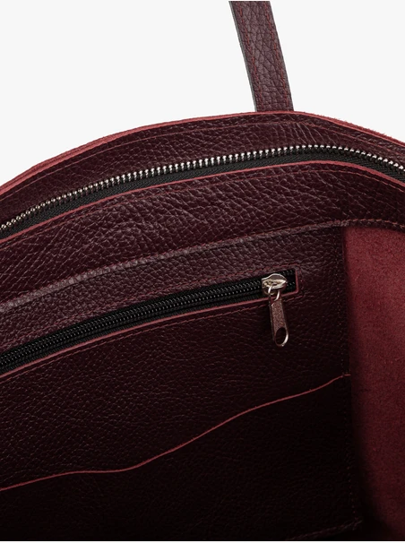 Kastanienbraune geräumige A4 Shopper-Tasche aus Vollnarbenleder