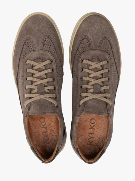 Dunkelbraune Veloursleder Schnürhalbschuhe