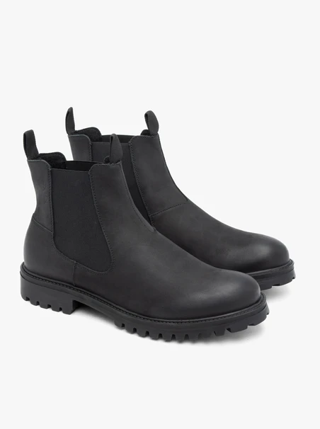 Schwarze Nubukleder-Pantoffeln