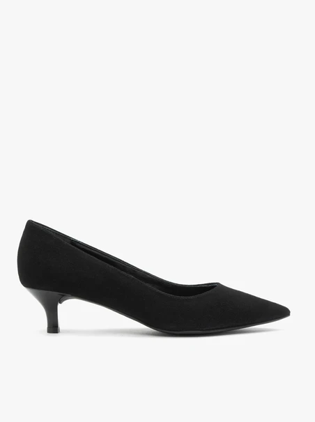 Schwarze Entenschwanz-Pumps aus Veloursleder