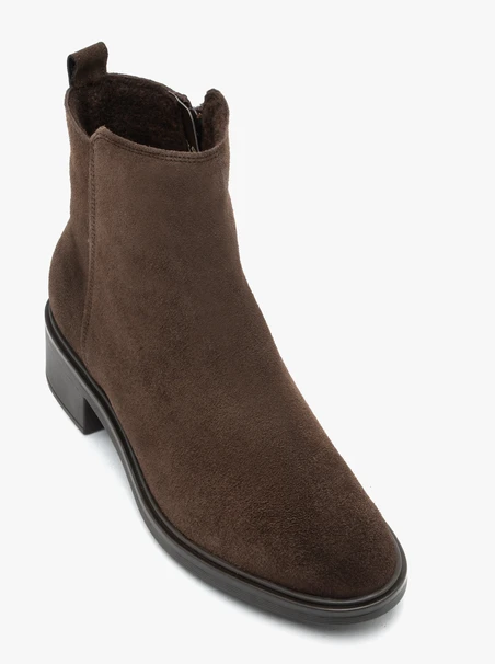Dunkelbraune Velourslederstiefel