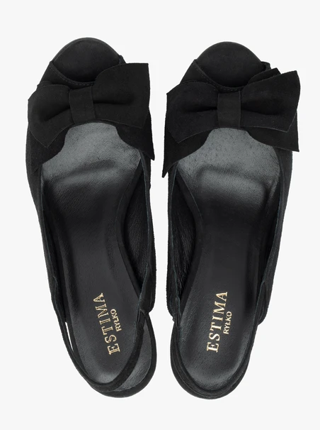 Schwarze Peep-Toe-Sandalen mit Schleife