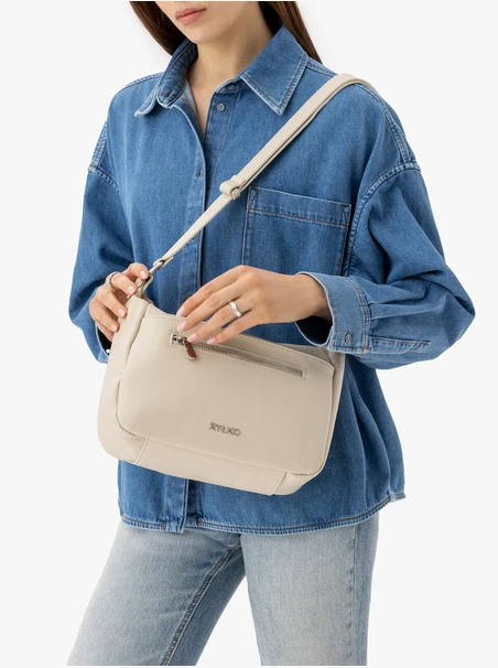 Cremefarbene Lederhandtasche