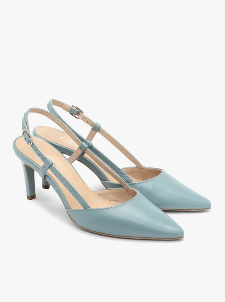 Blaue Slingback-Pumps