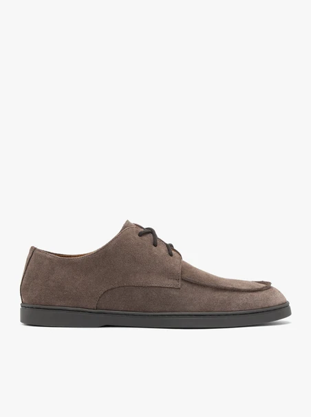 Halbschuhe aus grauem Veloursleder