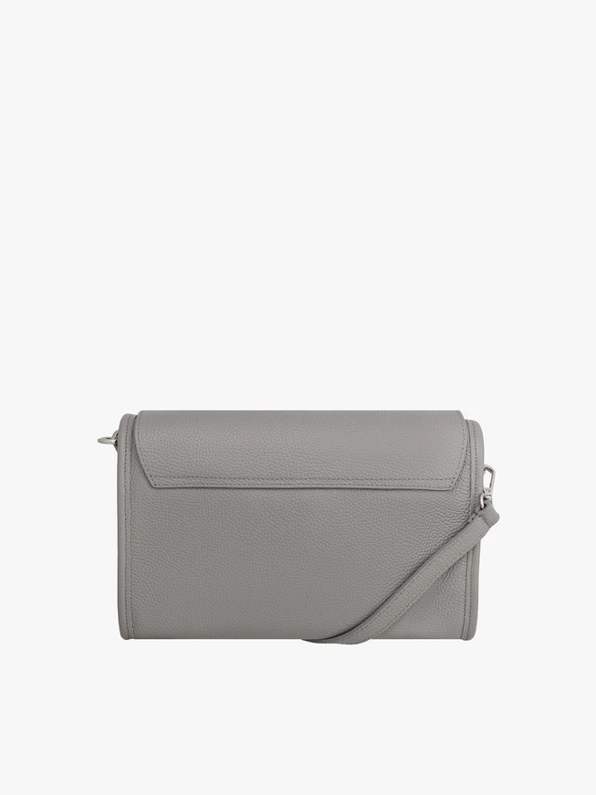 Hellgraue Lederhandtasche