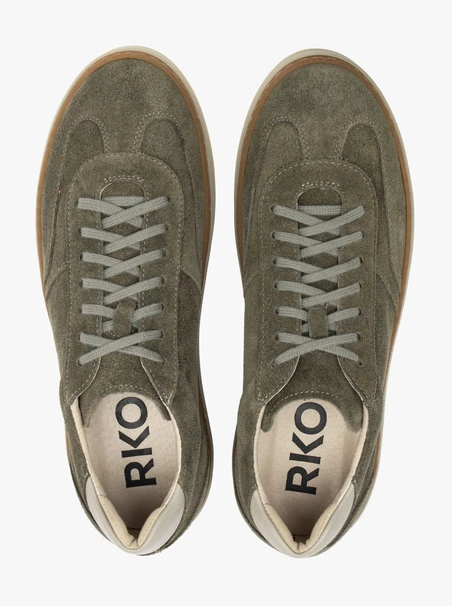 Olive-weiße Schnürhalbschuhe
