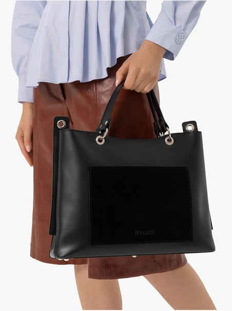 Schwarze große A4-Handtasche