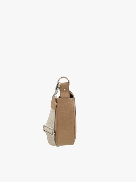Hellbraune, halbrunde Handtasche aus Leder und Velours