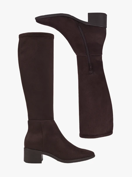 Dunkelbraune, elastische Stiefel