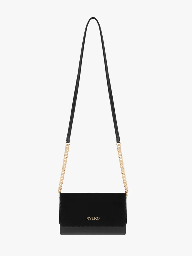 Schwarze kleine Handtasche mit Kette