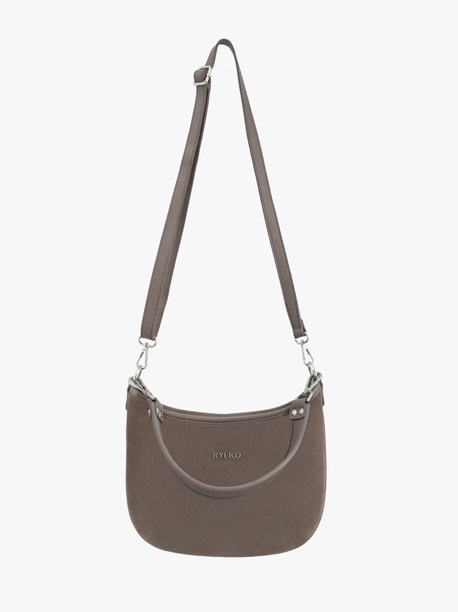 Handtasche aus braunem Leder und Velours
