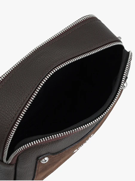 Handtasche aus braunem Leder und Velours