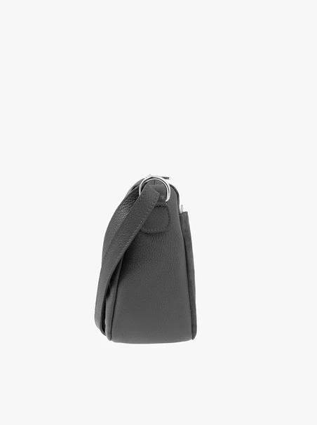 Grafitfarbene Lederhandtasche
