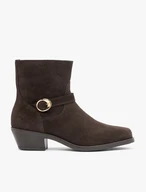 Dunkelbraune Velours-Schnallenstiefel