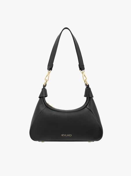 Handtasche aus schwarzem Vollnarbenleder