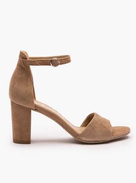 Hellbraune Veloursleder-Sandalen