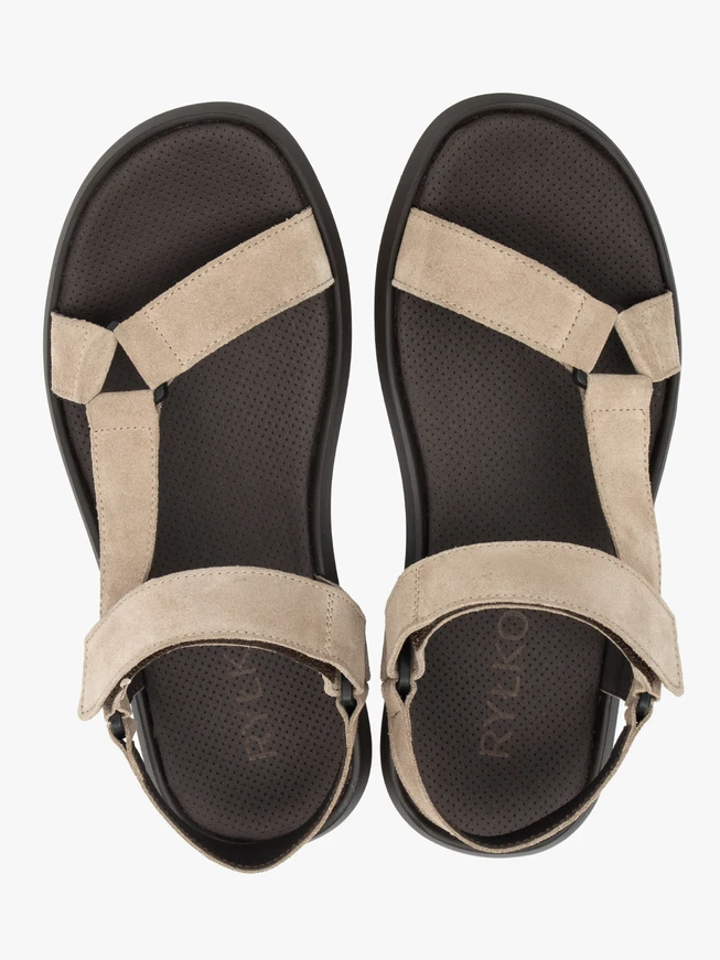 Beige Klettsandalen