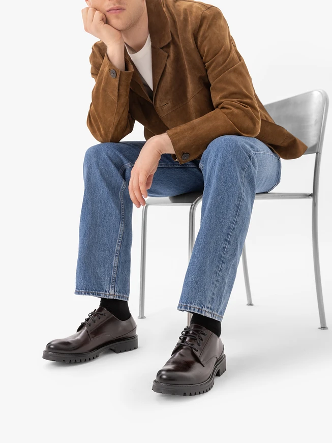 Dunkelbraune Lederhalbschuhe