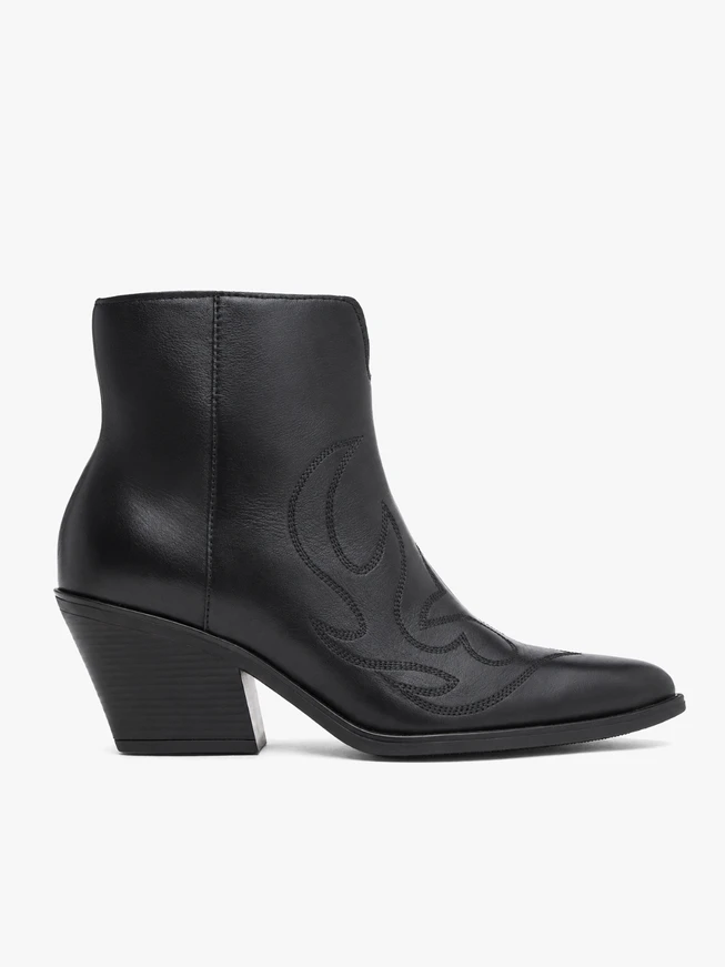Schwarze Cowboy-Stiefeletten mit Ziernähten