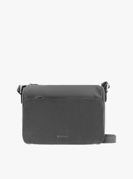 Grafitfarbene Lederhandtasche
