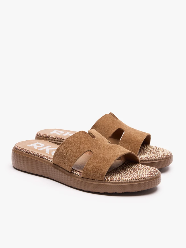 Dunkelbeige H-Flip-Flops mit dickerem Boden