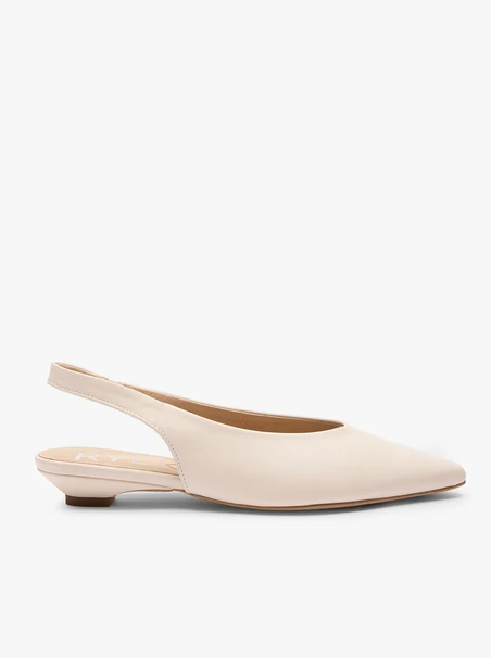 Cremefarbene Slingback-Pumps mit Stilettoabsatz
